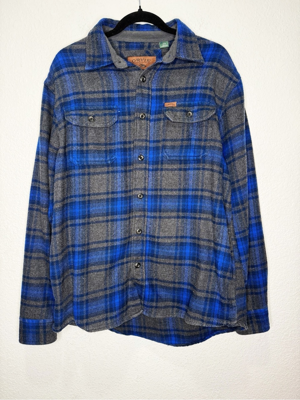 Orvis Heavyweight Double Brushed Flannel Plaid Button Up Shirt
